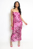 Pink Sequin Mesh Split Bardot Midi Dress