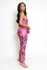 Pink Sequin Mesh Split Bardot Midi Dress
