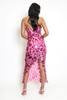 Pink Sequin Mesh Split Bardot Midi Dress