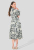 Floral Abstract Belted Midi Shirt Dress