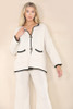 Beige Contrast Stitch Detail Cardigan Co Ord