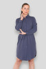 Grey Tie Waist Buttoned Mini Shirt Dress