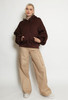 Brown Ruched Sleeve Hoodie