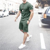 Green Plain 2-Piece Crewneck T-shirt and Short Set