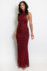 Ruched Halter Neck Maxi Dress