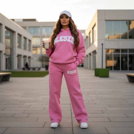 Pink Wide Leg Hoodie Set
