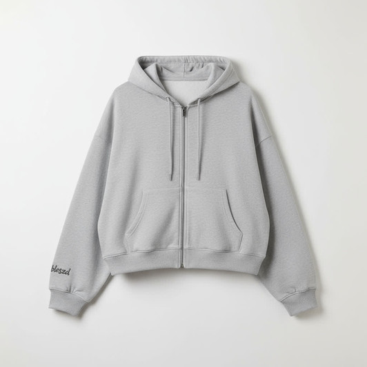 Womens Light Grey Crop Oversized Fit Hoodie