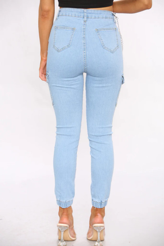 Light Blue Skinny Cargo Jeans