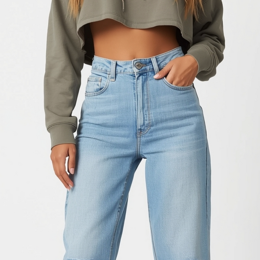 High Waist Ripped Wide Leg Jeans