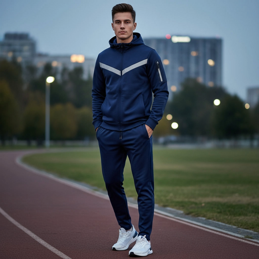 Navy Tape Full-Zip Hooded Tracksuit Navy Tape Full-Zip Hooded Tracksuit