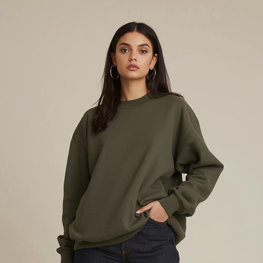 Oversized Sweatshirt in Olive Green