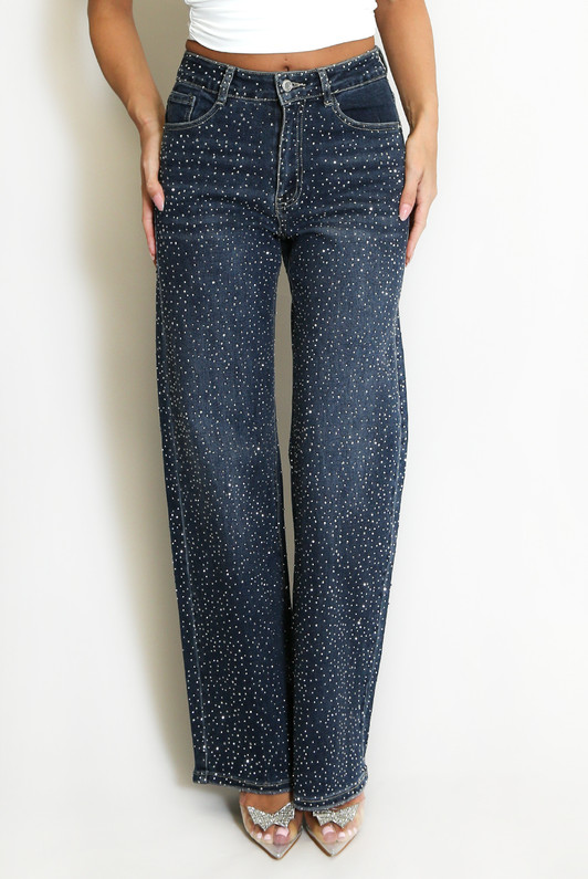 Diamante Embellished Wide-leg jeans
