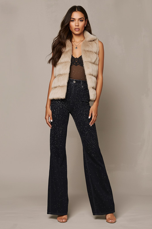 Diamante Embellished Wide-Leg Jeans