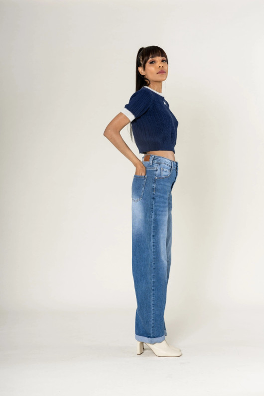 Blue Baggy Barrel Jeans