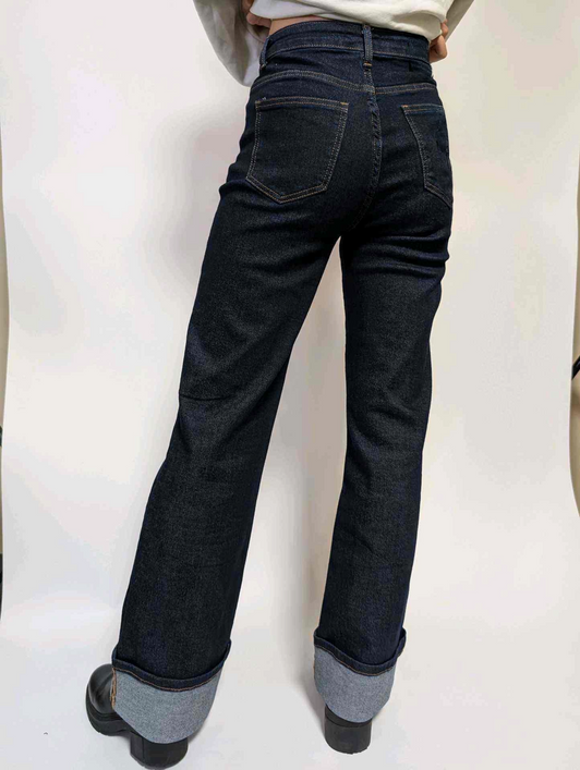 Turn Up Wide-Leg Rinse Wash Jeans