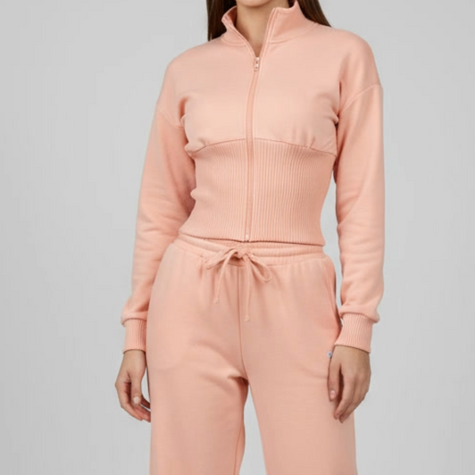 Baby Pink Cropped Sweatshirt and Jogger Co Ord
