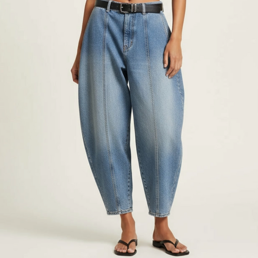 Front Seam Barrel Jeans