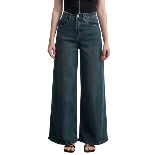 Wide Leg Jeans in Vintage Blue