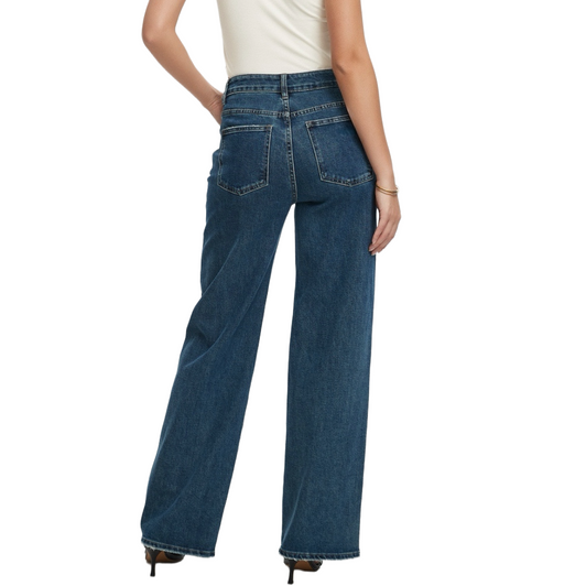 Straight Wide Leg Denim Blue Jeans