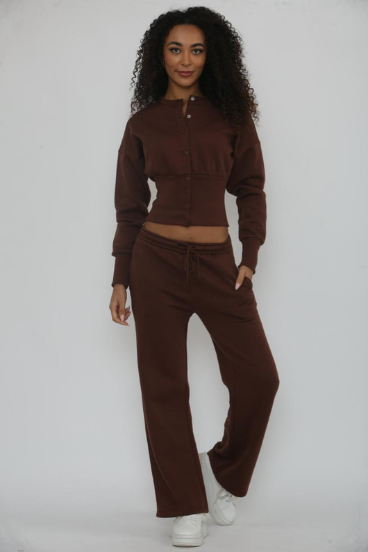 Button Up  Sweatshirt Tracksuit Co Ord