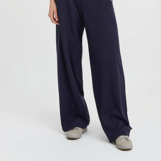 Navy Wide-Leg Sweatpants