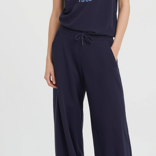 Navy Wide-Leg Sweatpants