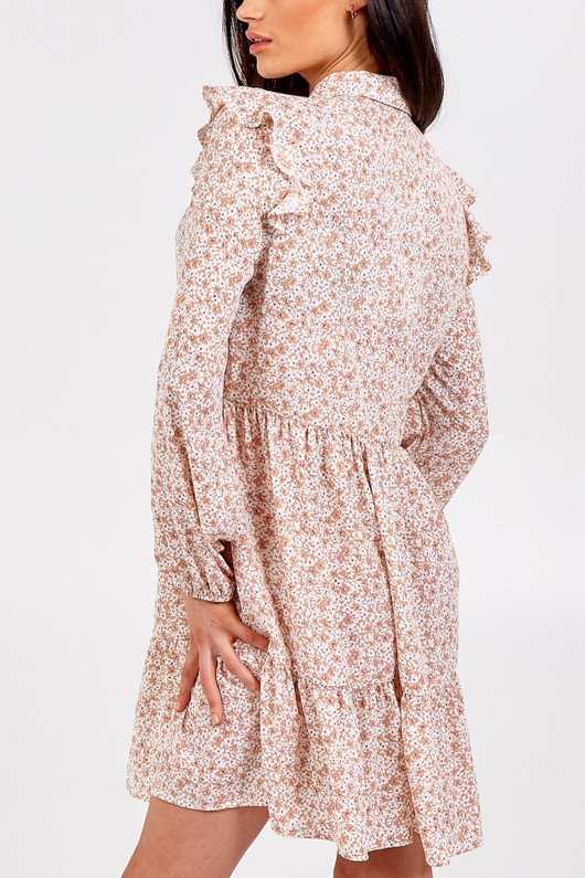Pink Ditsy Print Shirt Dress