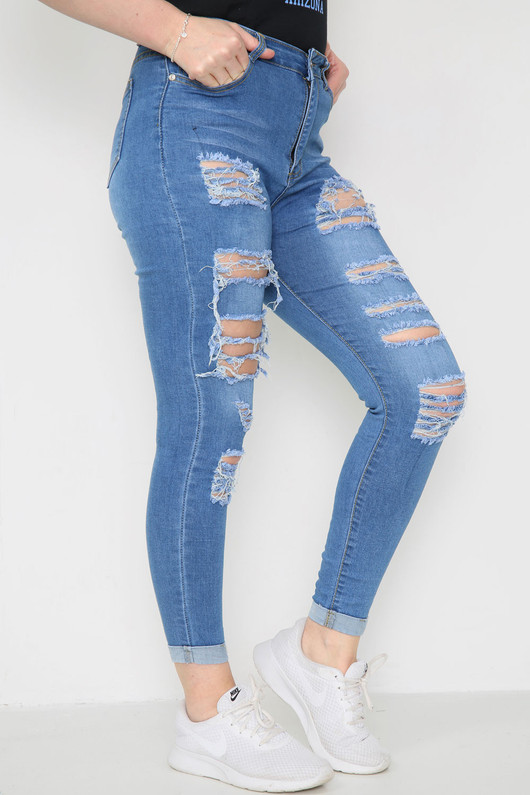 Distressed High Waist Denim Jeans