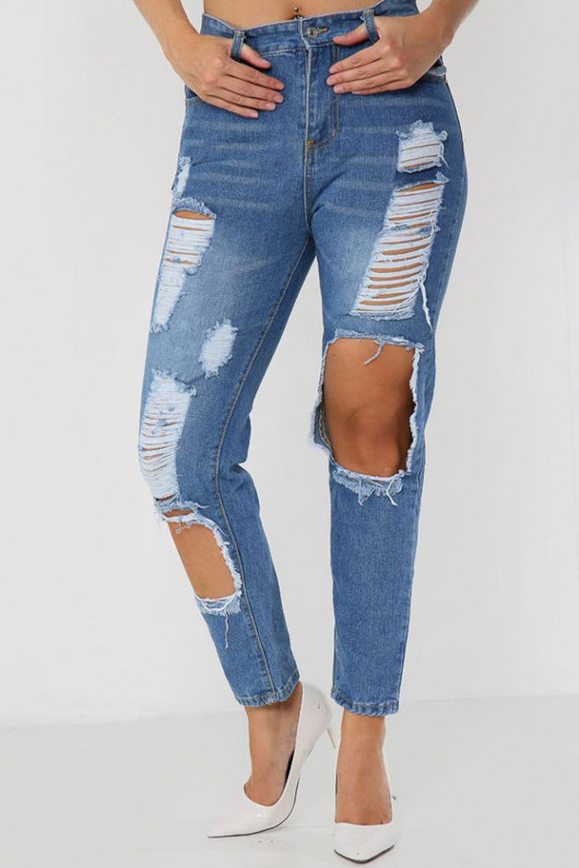 Distressed Slash Ripped Jeans