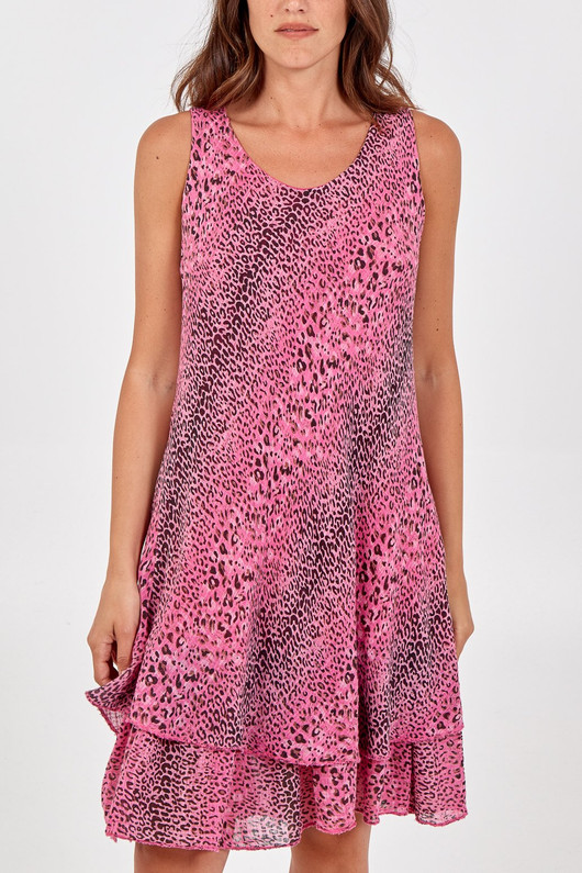 Leopard Print Layered Mini Dress