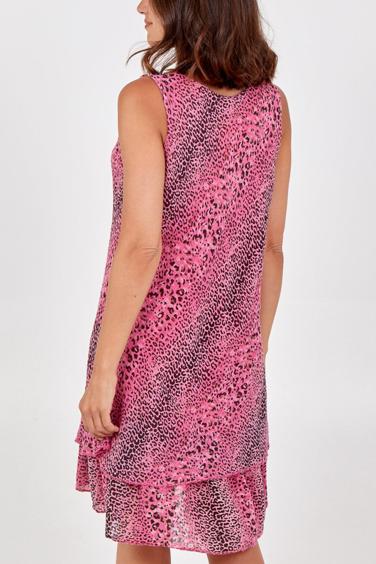 Leopard Print Layered Mini Dress