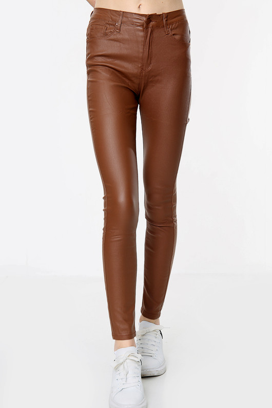 Women's Brown Stretch Mid Rise Jeans