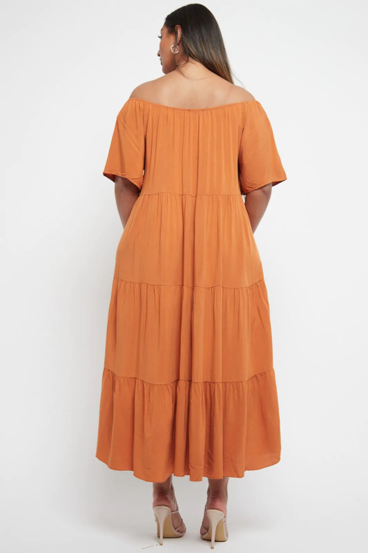 Tiered Maxi Dress - Rusty Orange - back