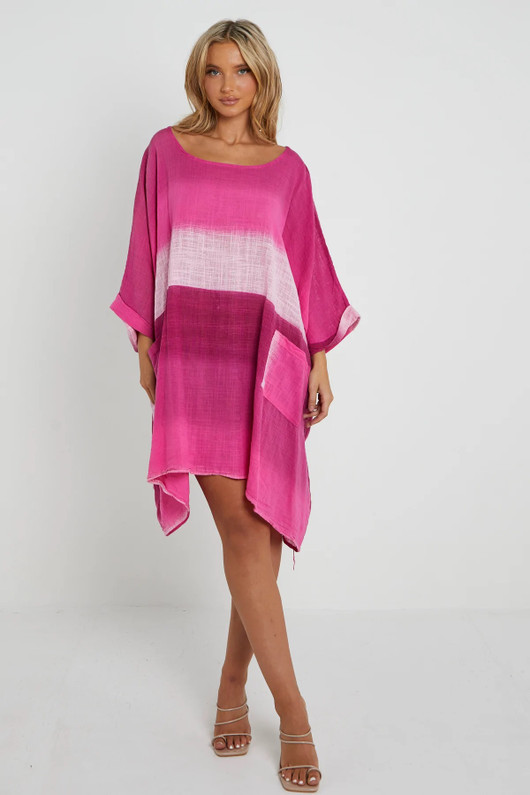 Women's Fuchsia Cotton Boxy Tunic