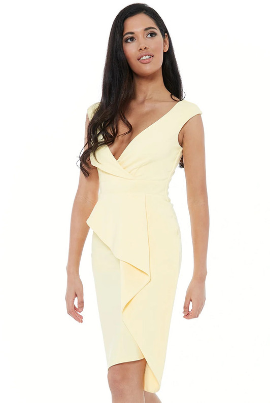 Yellow Peplum Midi Dress