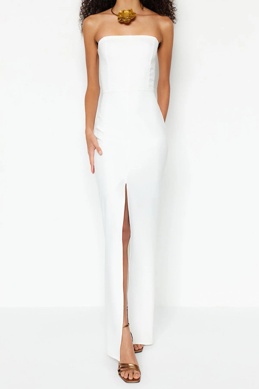 White Evening Strapless Dress