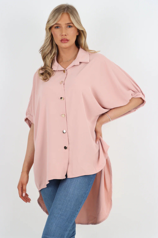 Women's Gold Button Oversized Shirt