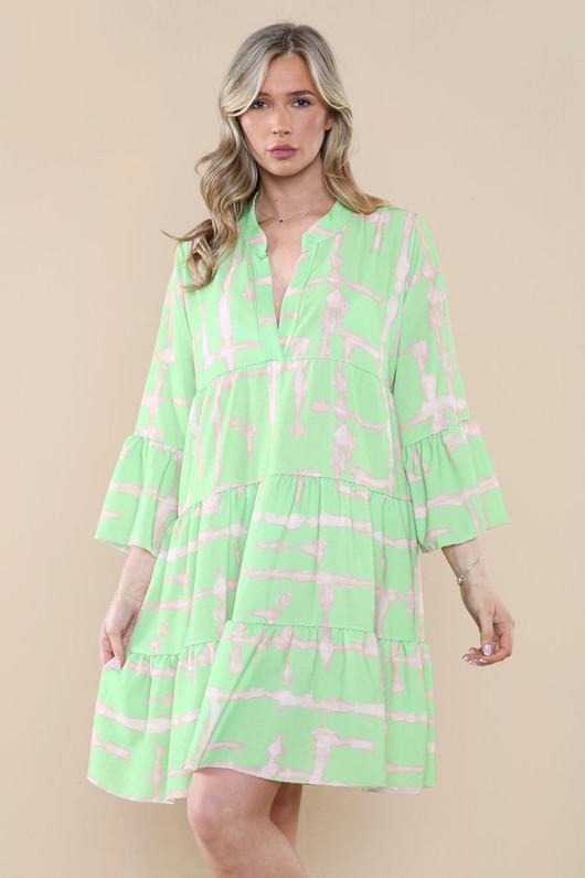 Printed Tiered Smock Dress