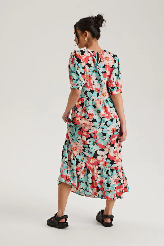 Half Sleeve Floral Smock Dress