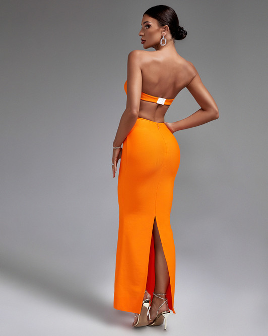 Orange Cut Out Maxi Bodycon