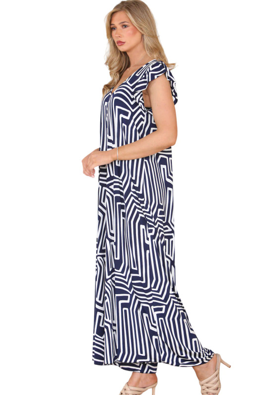 Navy Geometric print jumpsuit