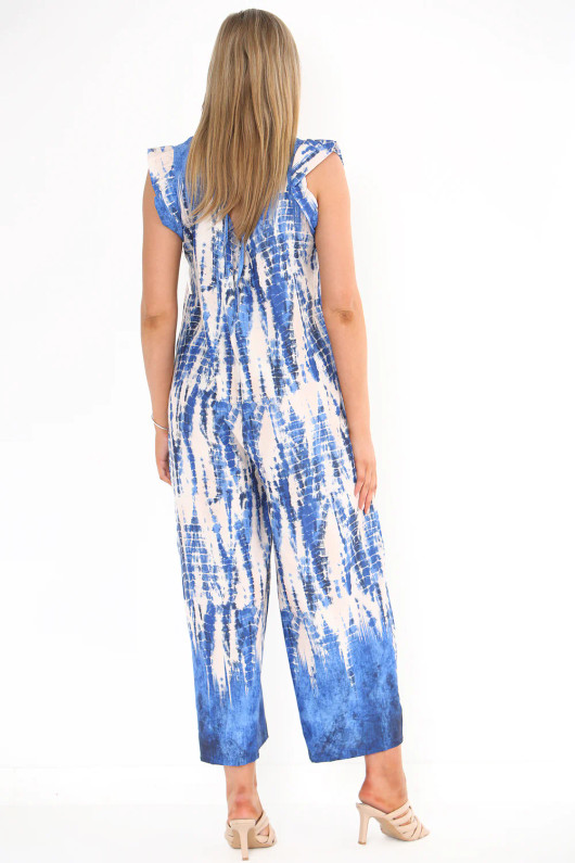 Frill Sleeve Tie Dye Jumpsuit