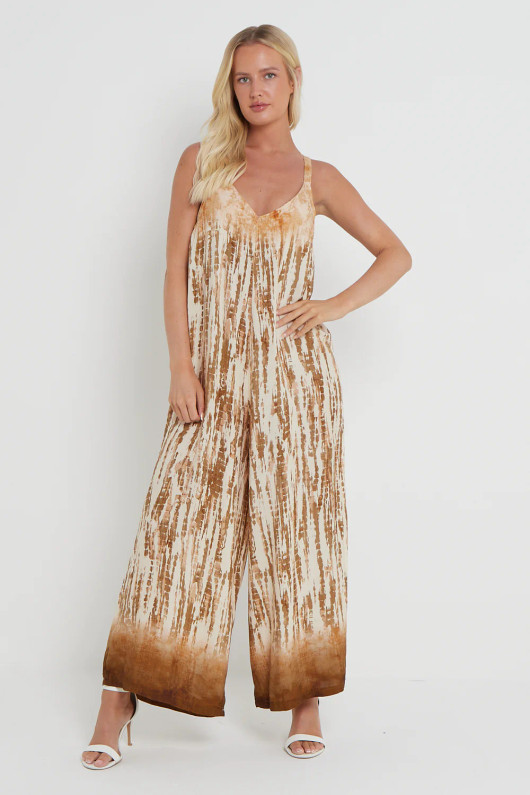 Beige Tie Dye Jumpsuit