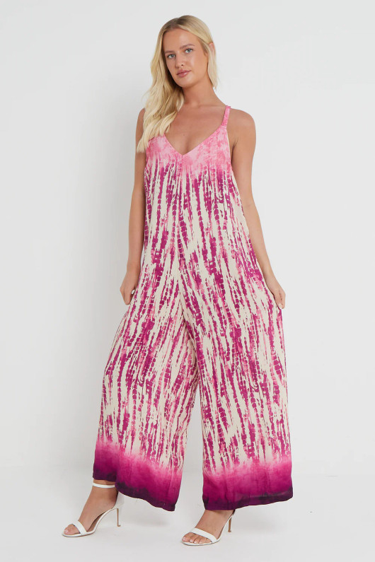 Tie Dye Jumpsuit -  Fuchsia