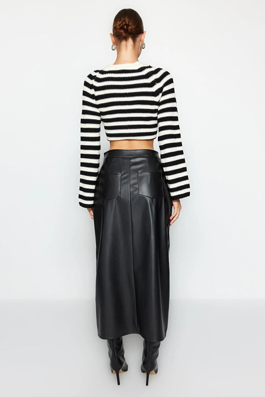 Black PU Leather Maxi Skirt