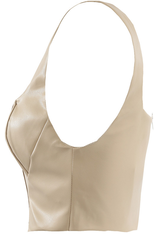 Beige Faux Leather Corset Top