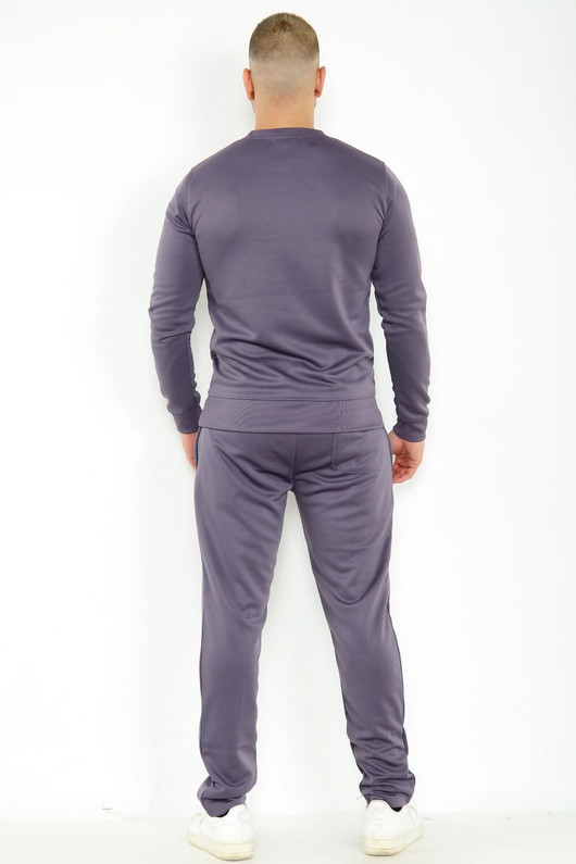 Basic Crew Neck Sweatshirt Tracksuit grey