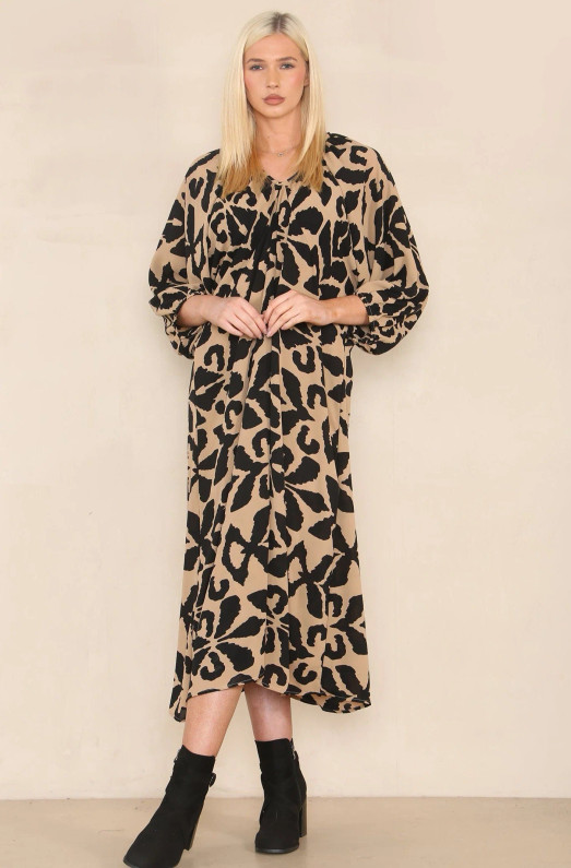 Abstract Motif Print Midaxi Dress