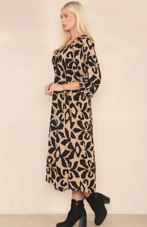 Abstract Motif Print Midaxi Dress