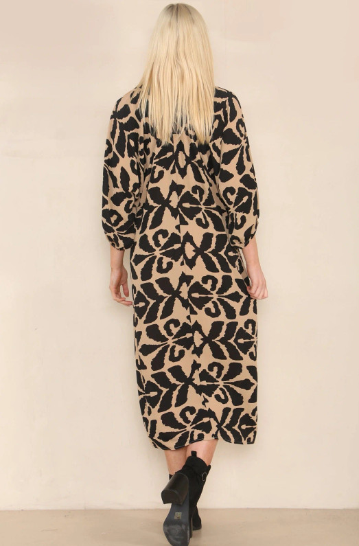 Abstract Motif Print Midaxi Dress